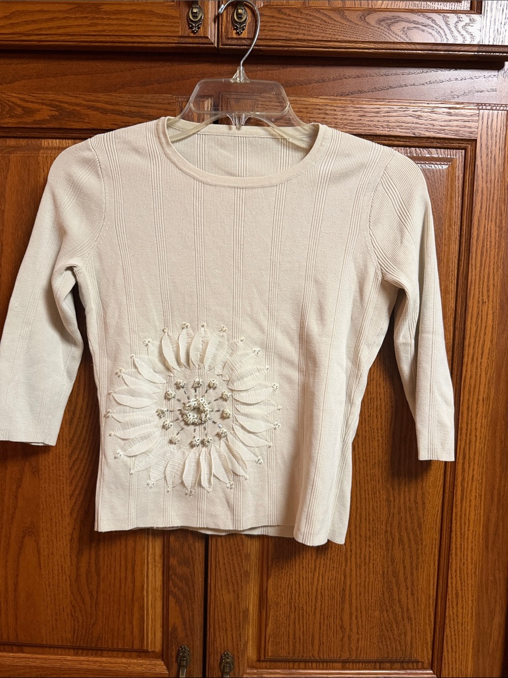 Ideology Cream Floral Sequin Appliqué Top